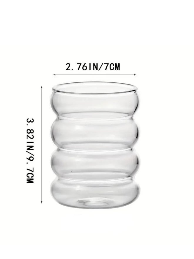 1CHASE Set of 4 - Ripple Shaped Drinking Glasses with Straws 330ml - Image 4